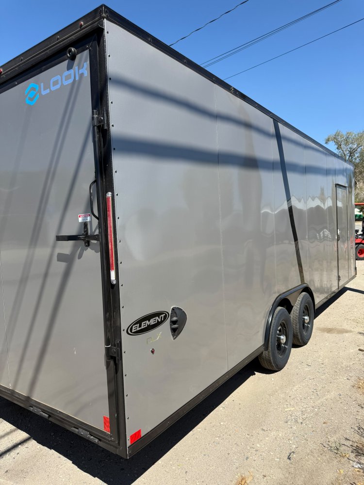 LOOK 8.5 x 24 Element SE Flat Top Sloped V-Nose Enclosed Car Hauler - 10K GVWR - Pewter with Black T