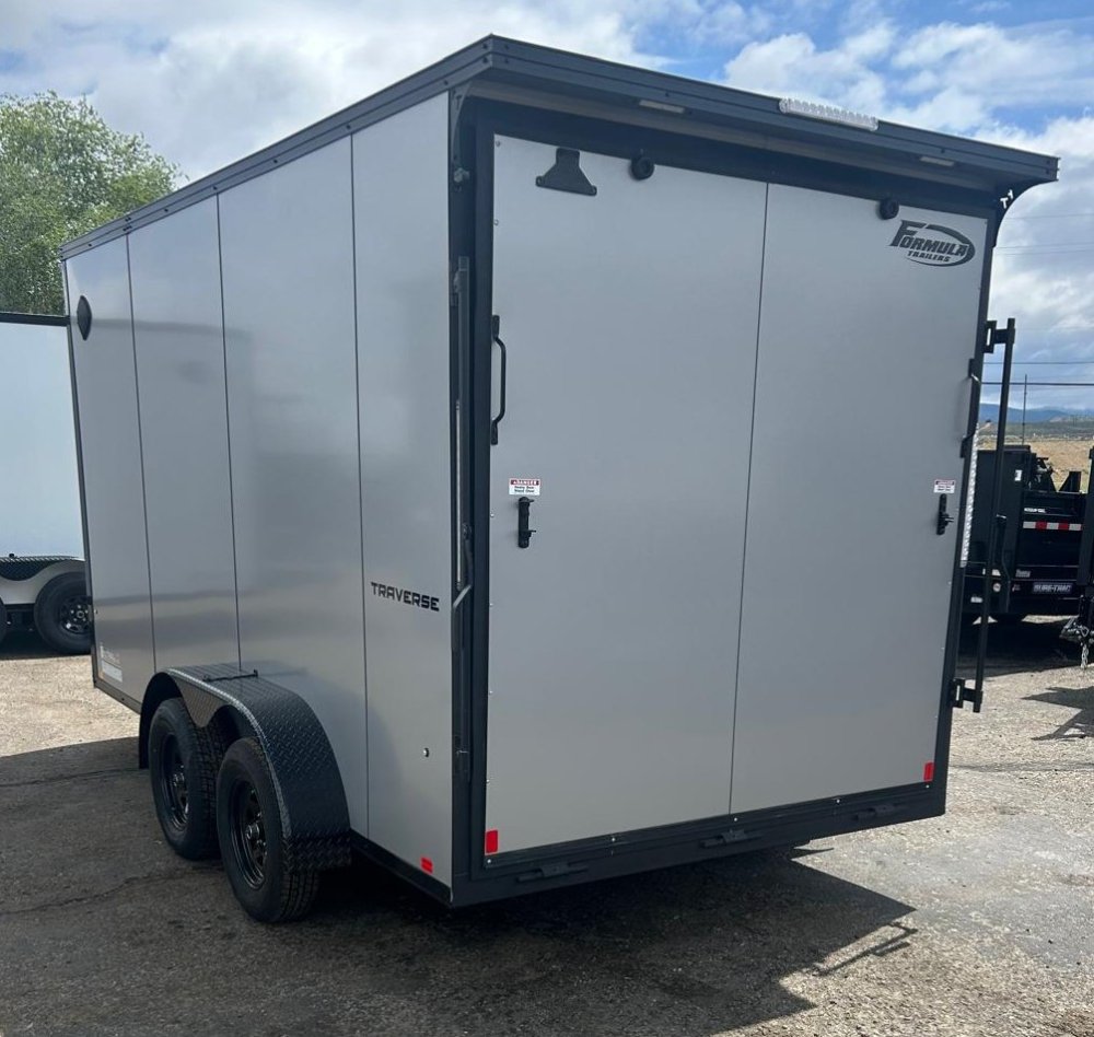 7x14 Traverse Flat Top V-Nose Enclosed Trailer - 7K GVWR - Silver/Black | Carson City, NV