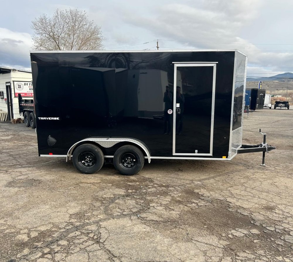 7x14 Traverse Flat Top V-Nose Enclosed Trailer - 7K GVWR Black | D1 Trailers Carson City, NV