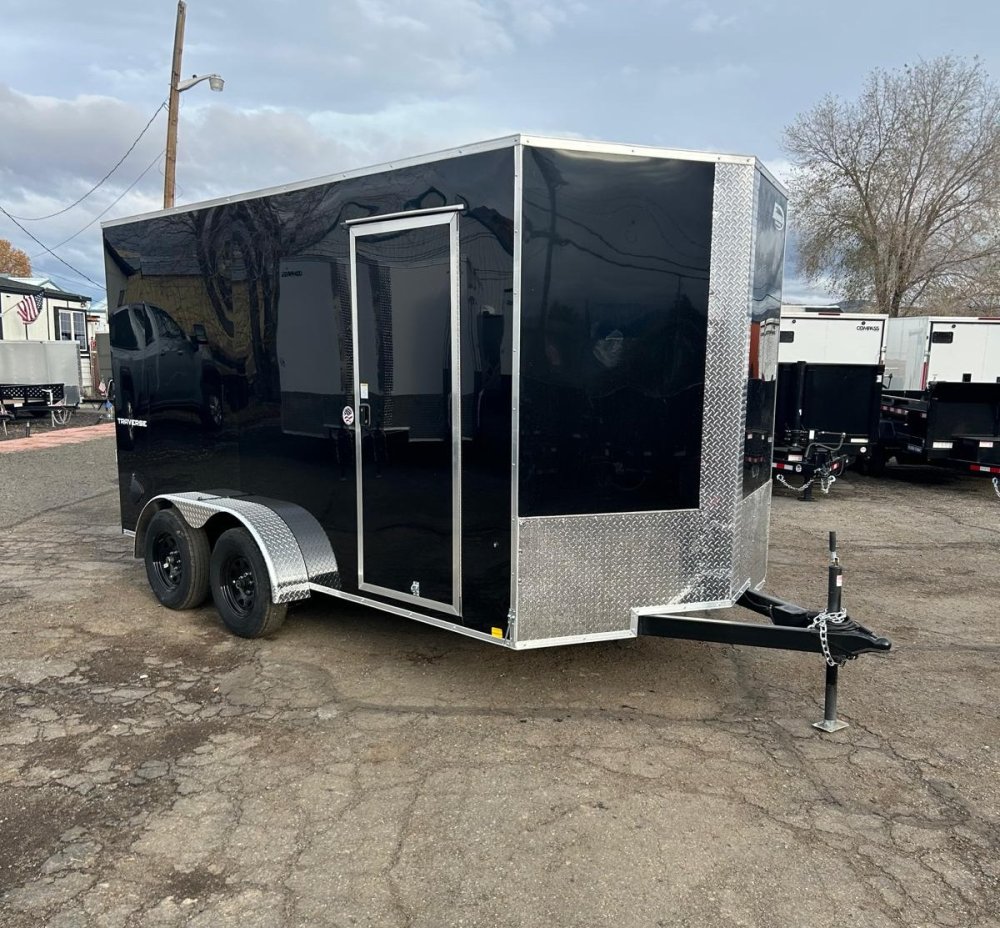 7x14 Traverse Flat Top V-Nose Enclosed Trailer - 7K GVWR Black | D1 Trailers Carson City, NV