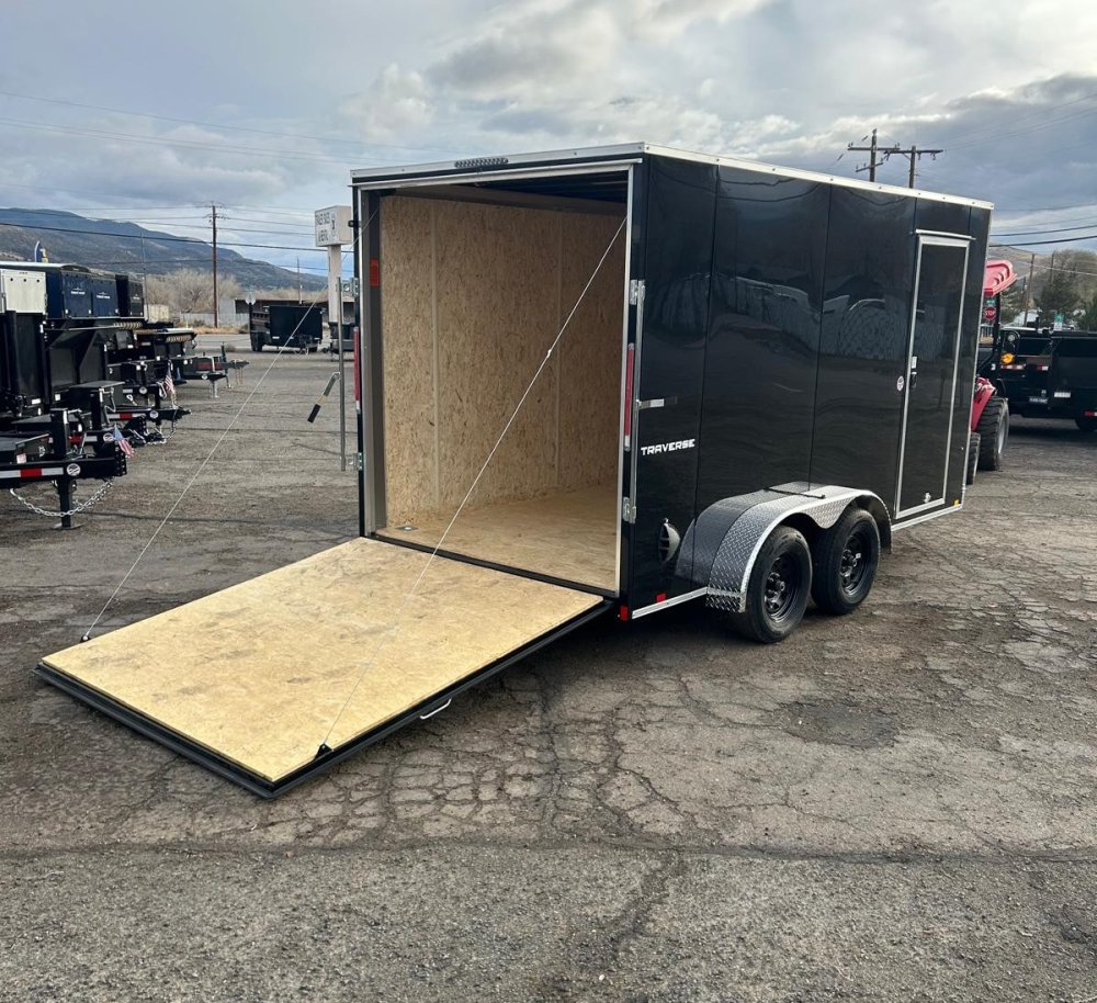 7x14 Traverse Flat Top V-Nose Enclosed Trailer - 7K GVWR Black | D1 Trailers Carson City, NV