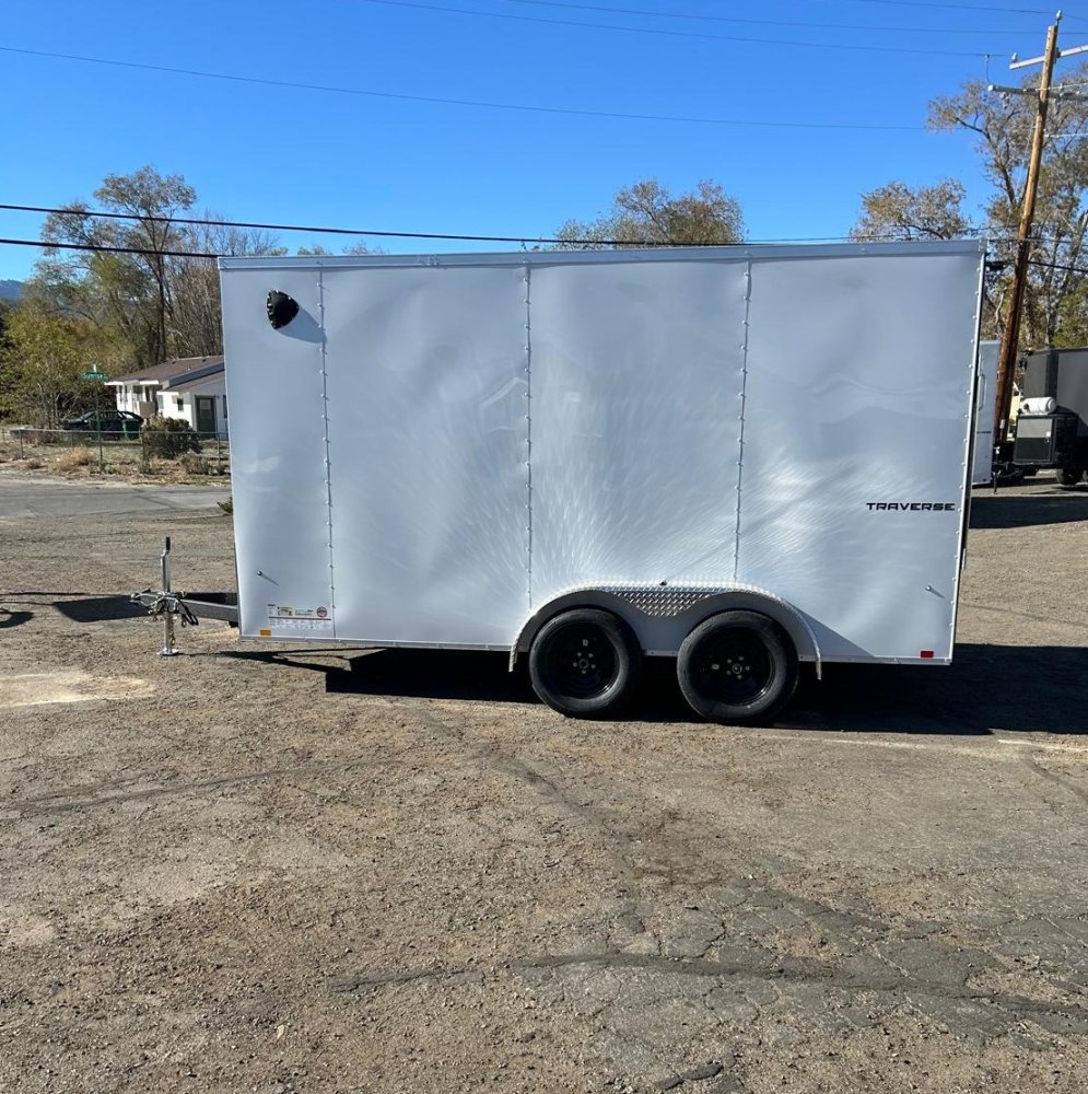 7x16 Traverse Flat Top V-Nose Enclosed Trailer - 7K GVWR | White | For Sale in Carson City, NV