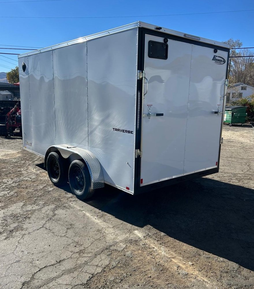 7x16 Traverse Flat Top V-Nose Enclosed Trailer - 7K GVWR | White | For Sale in Carson City, NV