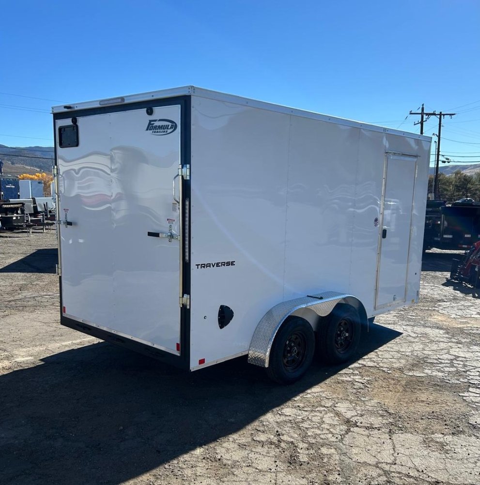 7x16 Traverse Flat Top V-Nose Enclosed Trailer - 7K GVWR | White | For Sale in Carson City, NV