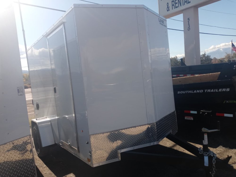 6x10 Look ST DLX Flat Top V-Nose Enclosed Cargo Trailer - 3K GVWR - White