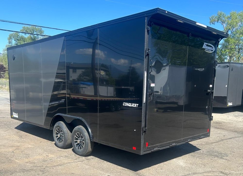 8.5x20 Conquest SE Flat Top Sloped V-Nose Enclosed Car Hauler - 10K GVWR - Charcoal/Black | Carson C