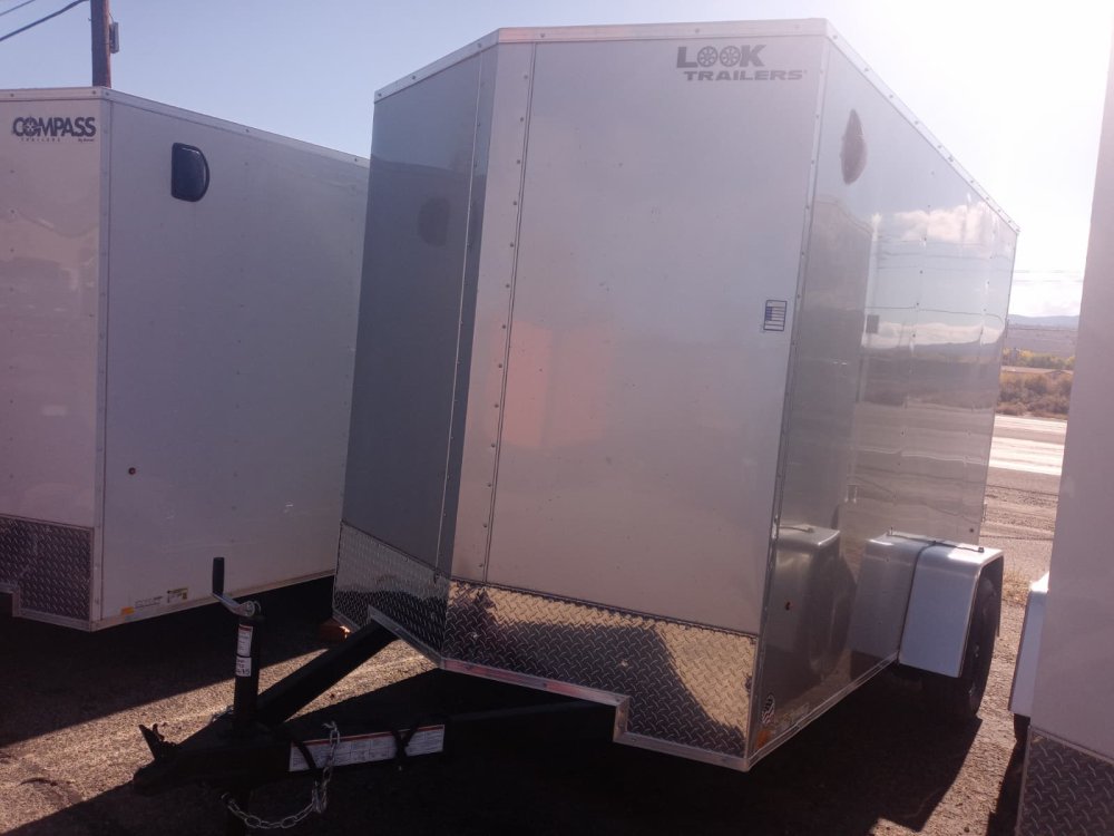 6x10 Look ST DLX Flat Top V-Nose Enclosed Cargo Trailer - 3K GVWR - Silver
