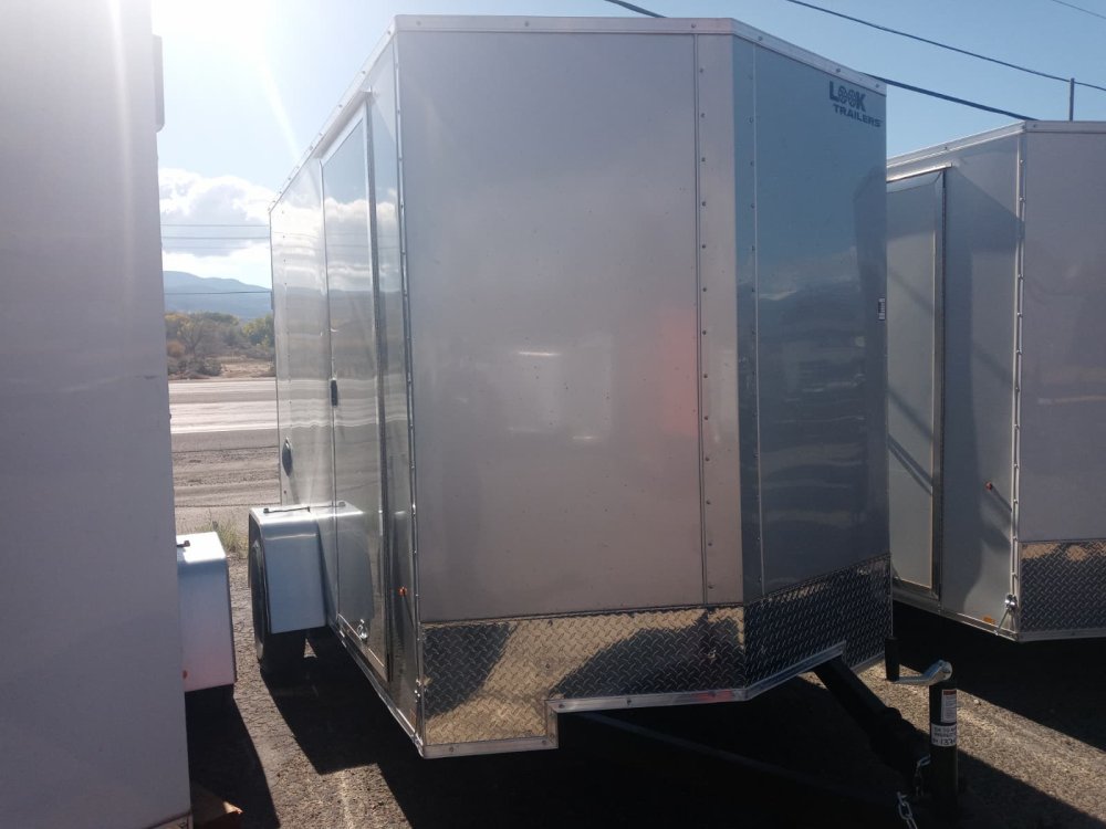 6x10 Look ST DLX Flat Top V-Nose Enclosed Cargo Trailer - 3K GVWR - Silver