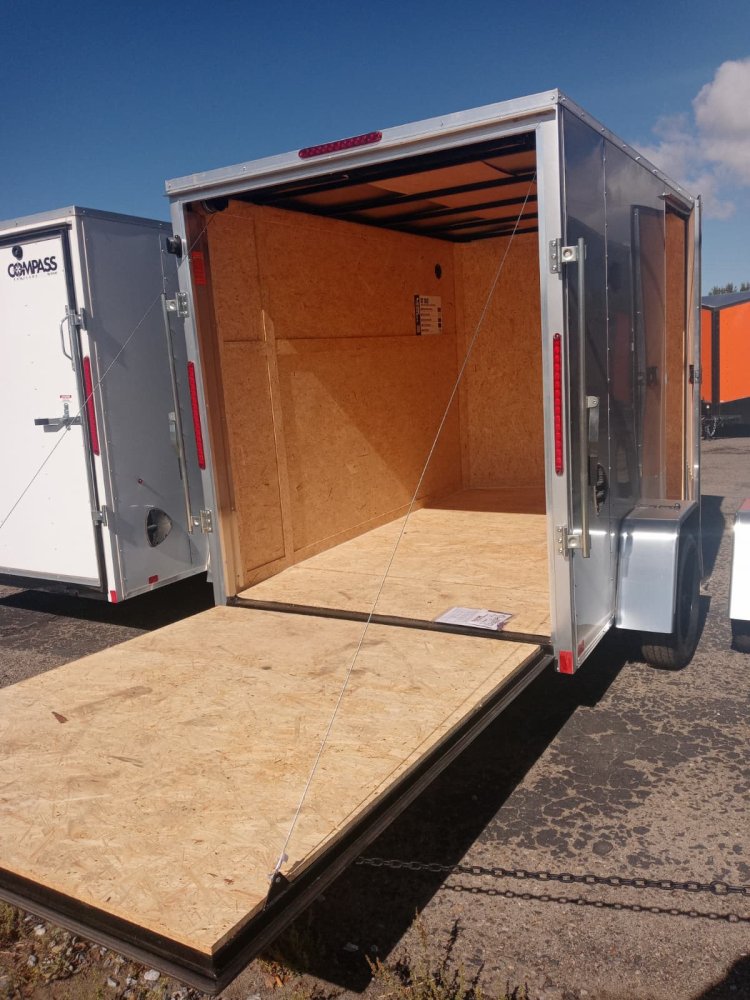 6x10 Look ST DLX Flat Top V-Nose Enclosed Cargo Trailer - 3K GVWR - Silver