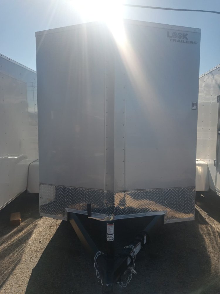 6x10 Look ST DLX Flat Top V-Nose Enclosed Cargo Trailer - 3K GVWR - Silver