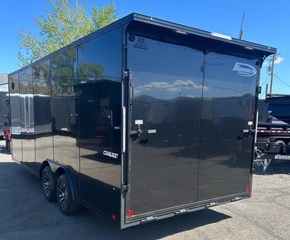 8.5x20 Conquest SE Flat Top Sloped V-Nose Enclosed Car Hauler - 10K GVWR - Black/Black | Carson City