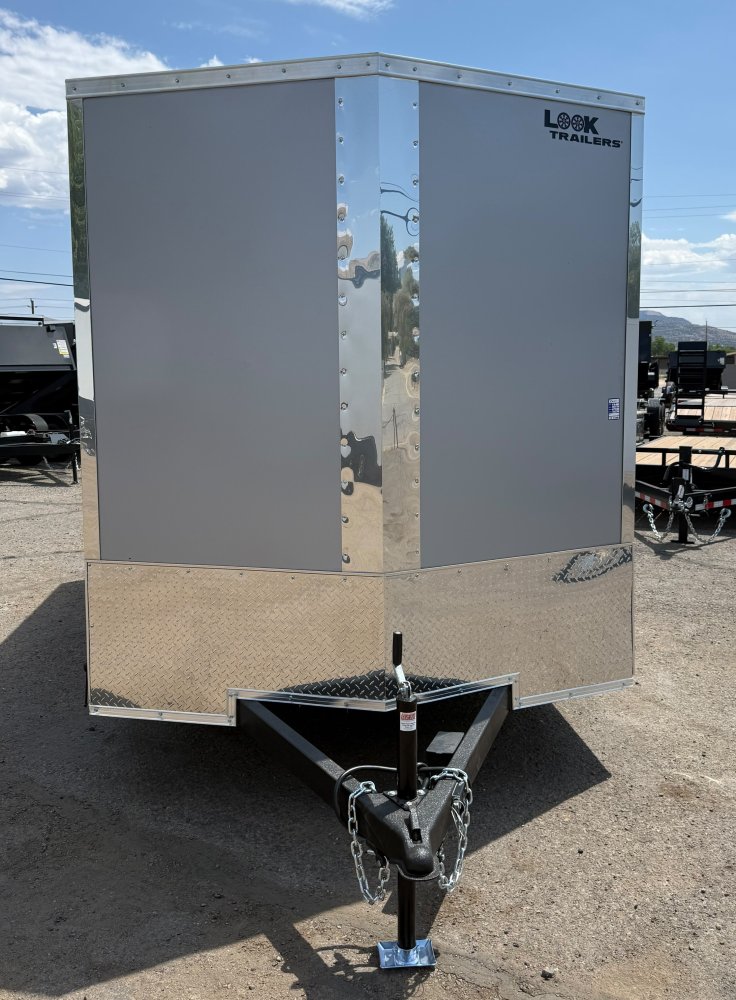 7x14 LOOK DLX Enclosed Cargo Trailer - 7K GVWR - Silver - Flat Top V-Nose