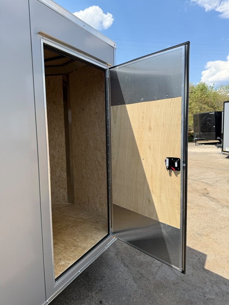 7x14 LOOK DLX Enclosed Cargo Trailer - 7K GVWR - Silver - Flat Top V-Nose