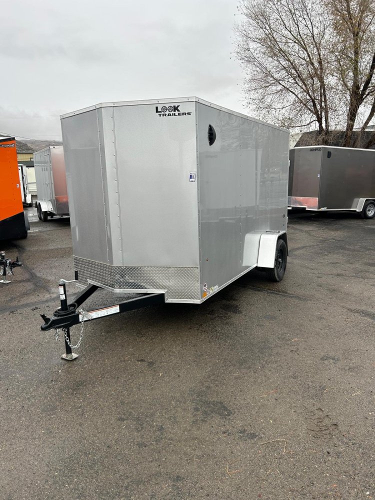 6x12 Look ST DLX Flat Top V-Nose Enclosed Cargo Trailer - 3K GVWR - Silver