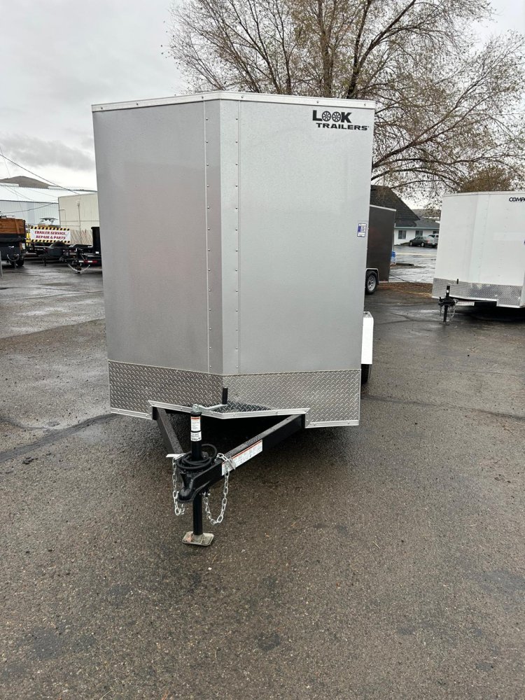 6x12 Look ST DLX Flat Top V-Nose Enclosed Cargo Trailer - 3K GVWR - Silver