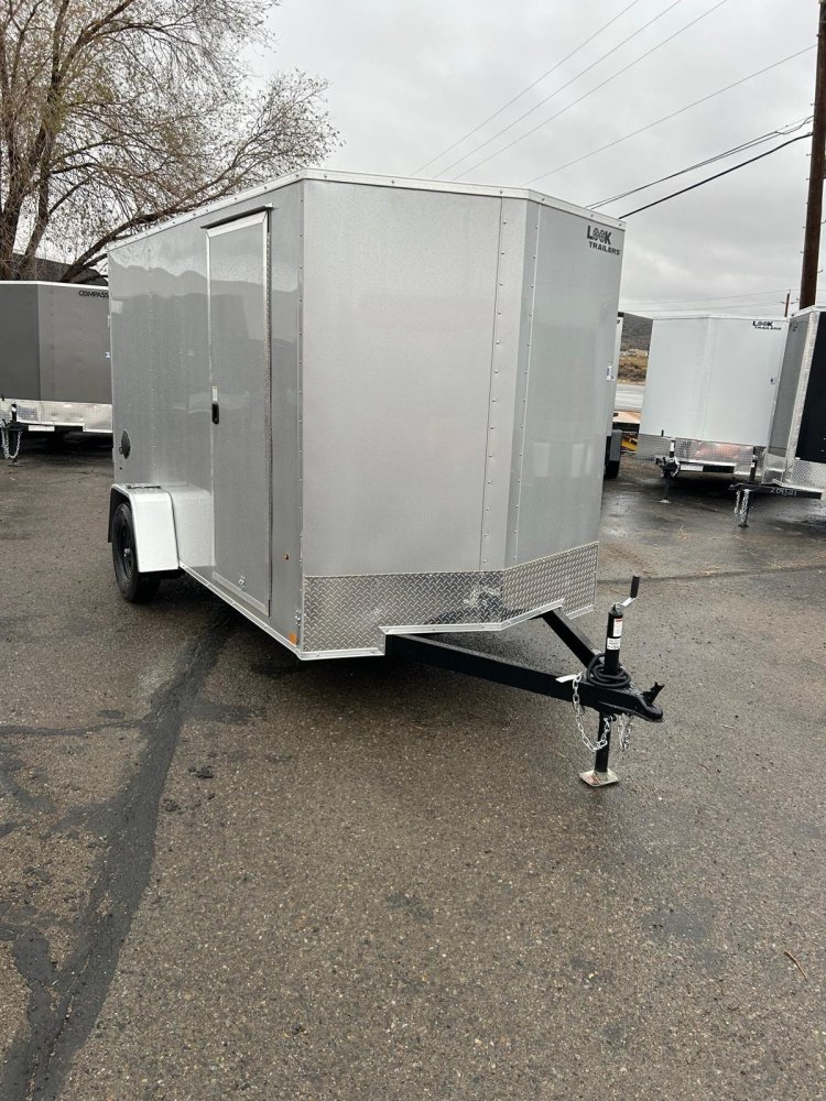 6x12 Look ST DLX Flat Top V-Nose Enclosed Cargo Trailer - 3K GVWR - Silver