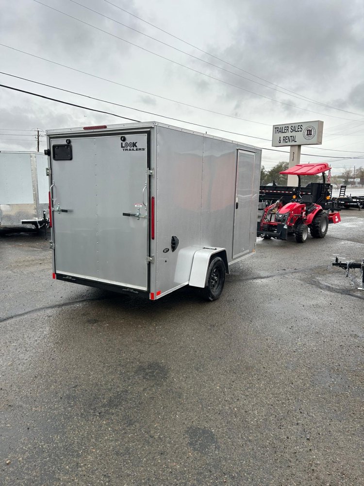 6x12 Look ST DLX Flat Top V-Nose Enclosed Cargo Trailer - 3K GVWR - Silver
