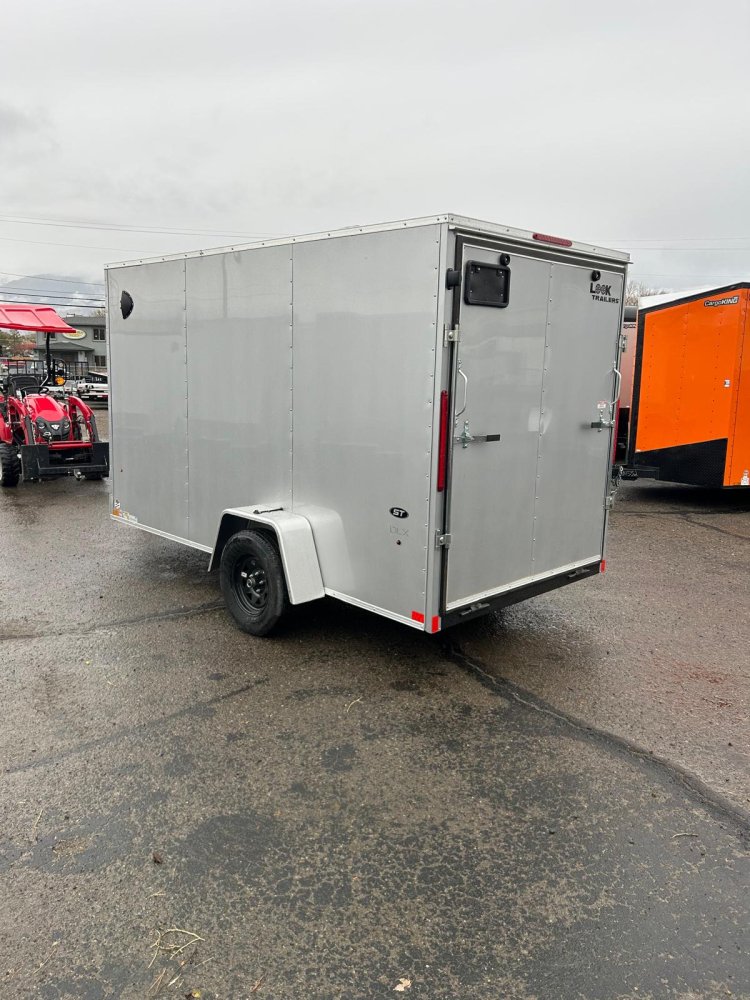 6x12 Look ST DLX Flat Top V-Nose Enclosed Cargo Trailer - 3K GVWR - Silver