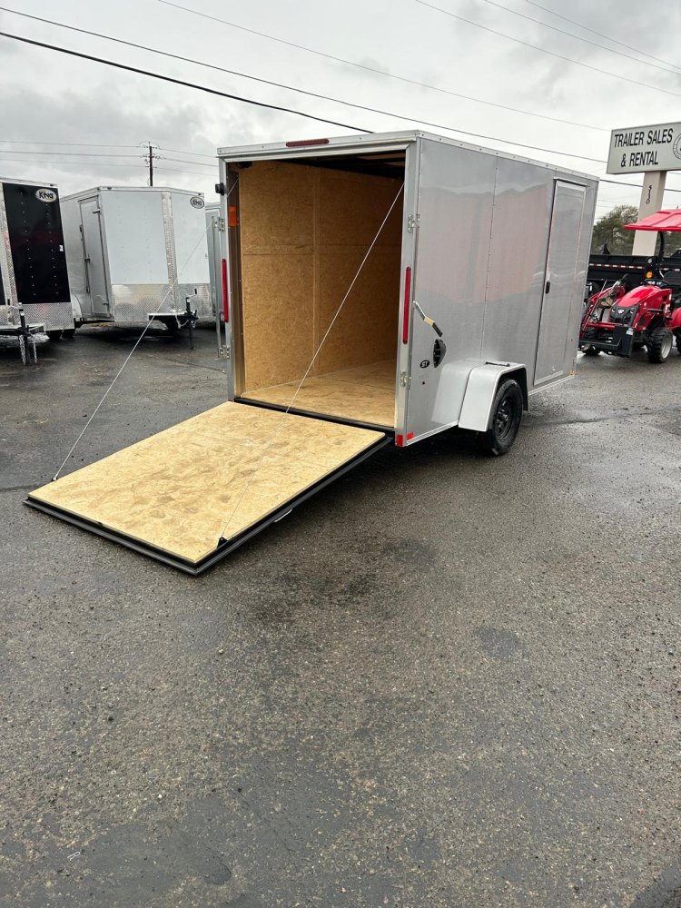6x12 Look ST DLX Flat Top V-Nose Enclosed Cargo Trailer - 3K GVWR - Silver