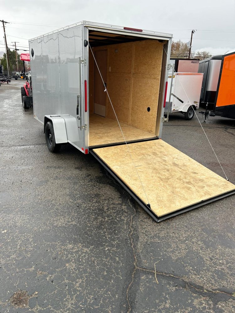 6x12 Look ST DLX Flat Top V-Nose Enclosed Cargo Trailer - 3K GVWR - Silver