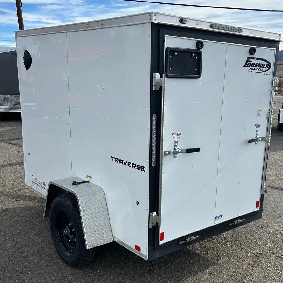 5x8 Formula Enclosed Cargo Trailer - 2,990 GVWR - White - Rear Ramp Door