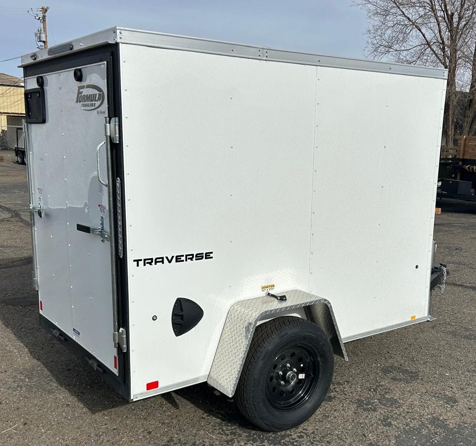 5x8 Formula Enclosed Cargo Trailer - 2,990 GVWR - White - Rear Ramp Door