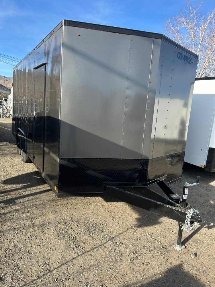8.5x20 Indigo DLX Flat Top V-Nose Enclosed Trailer - 10K GVWR - Charcoal/Black | Carson City, NV