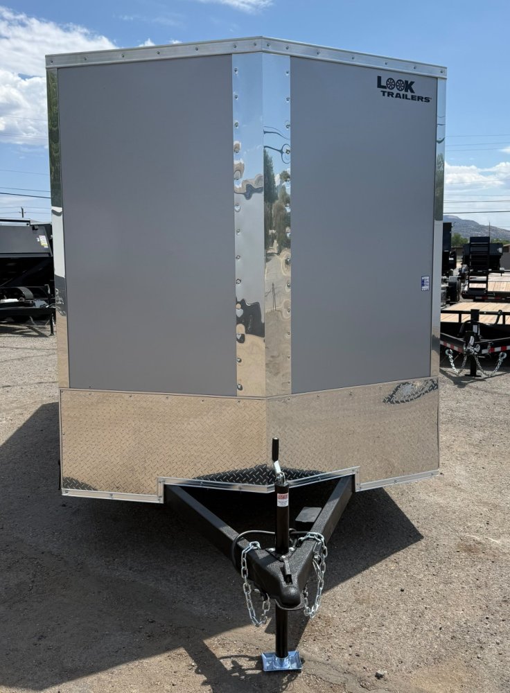 7x14 LOOK DLX Enclosed Cargo Trailer - 7K GVWR - Silver - Flat Top V-Nose