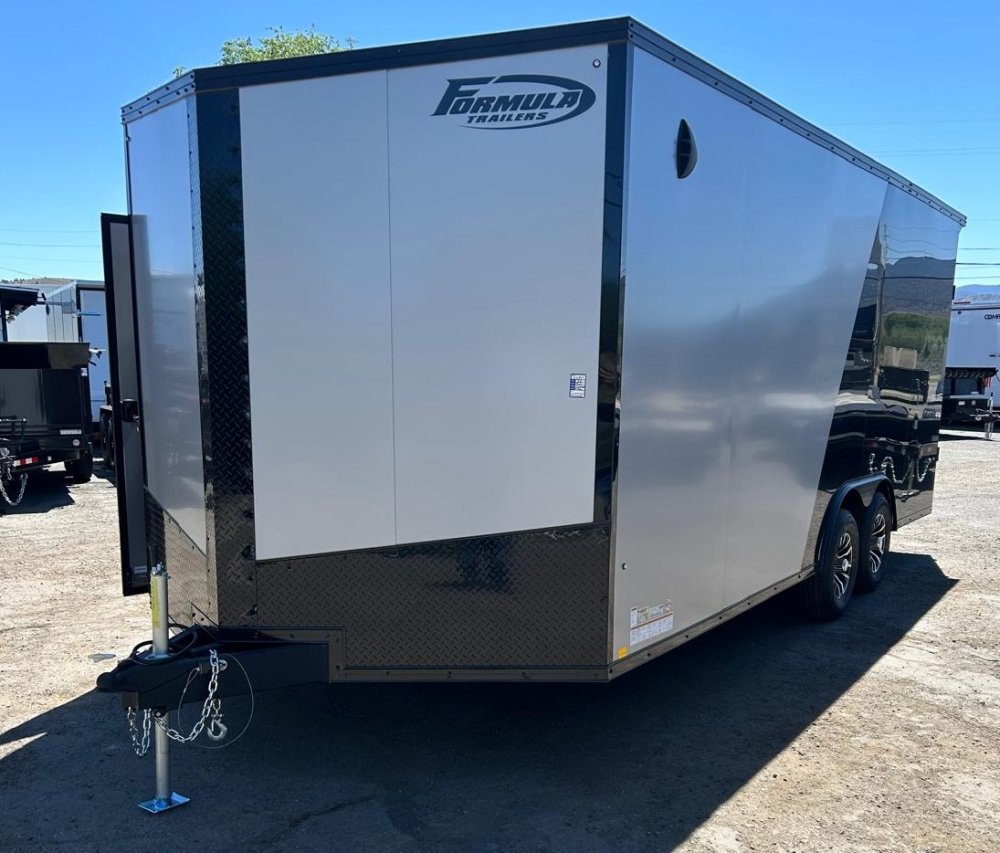 8.5x20 Conquest SE Flat Top Sloped V-Nose Enclosed Car Hauler - 10K GVWR - Silver/Black | Carson Cit