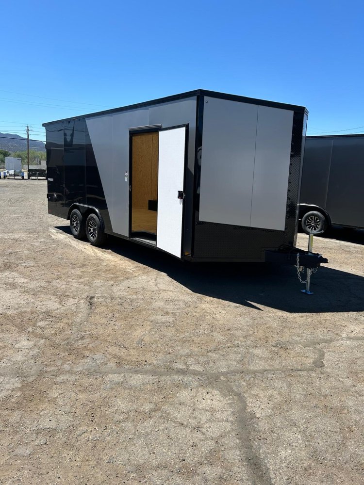 8.5x20 Conquest SE Flat Top Sloped V-Nose Enclosed Car Hauler - 10K GVWR - Silver/Black | Carson Cit