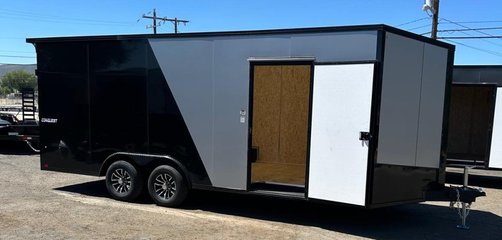 8.5x20 Conquest SE Flat Top Sloped V-Nose Enclosed Car Hauler - 10K GVWR - Silver/Black | Carson Cit
