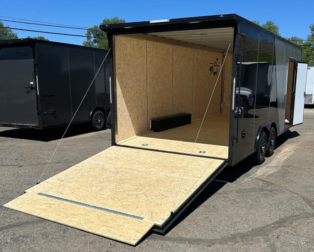8.5x20 Conquest SE Flat Top Sloped V-Nose Enclosed Car Hauler - 10K GVWR - Silver/Black | Carson Cit