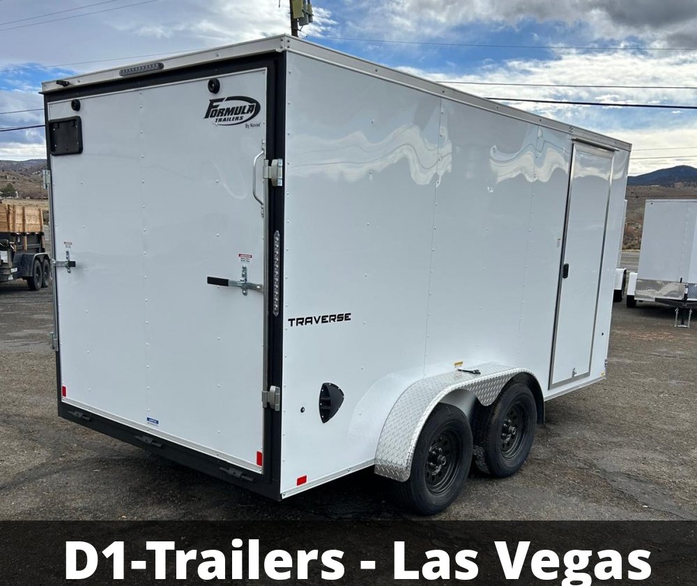 7x14 Traverse Flat Top V-Nose Enclosed Trailer - 7K GVWR | White