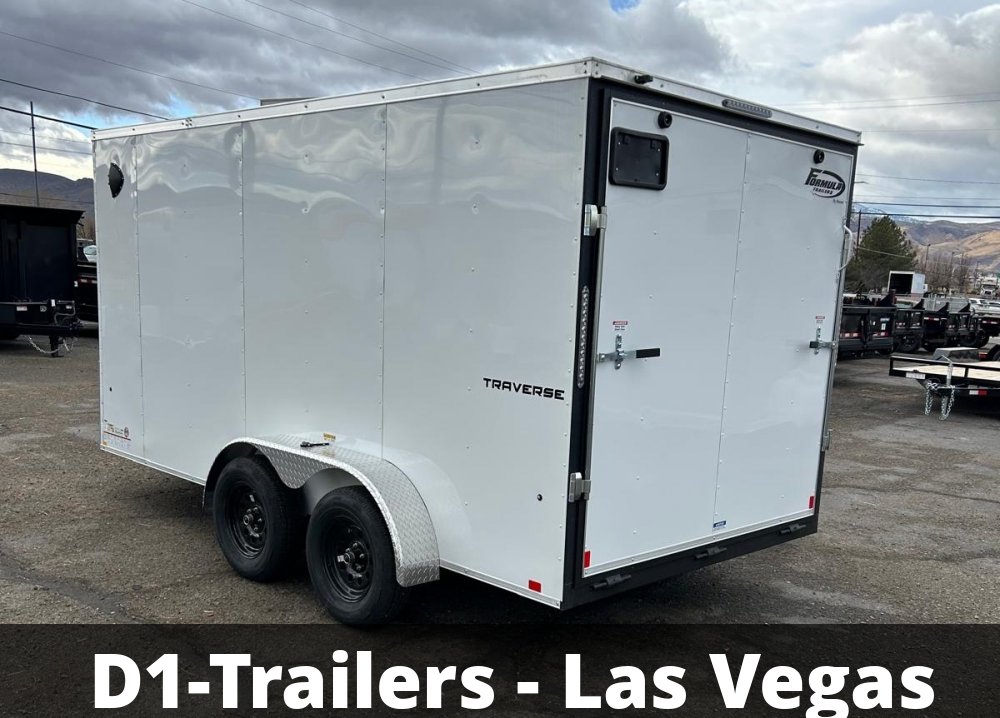 7x14 Traverse Flat Top V-Nose Enclosed Trailer - 7K GVWR | White