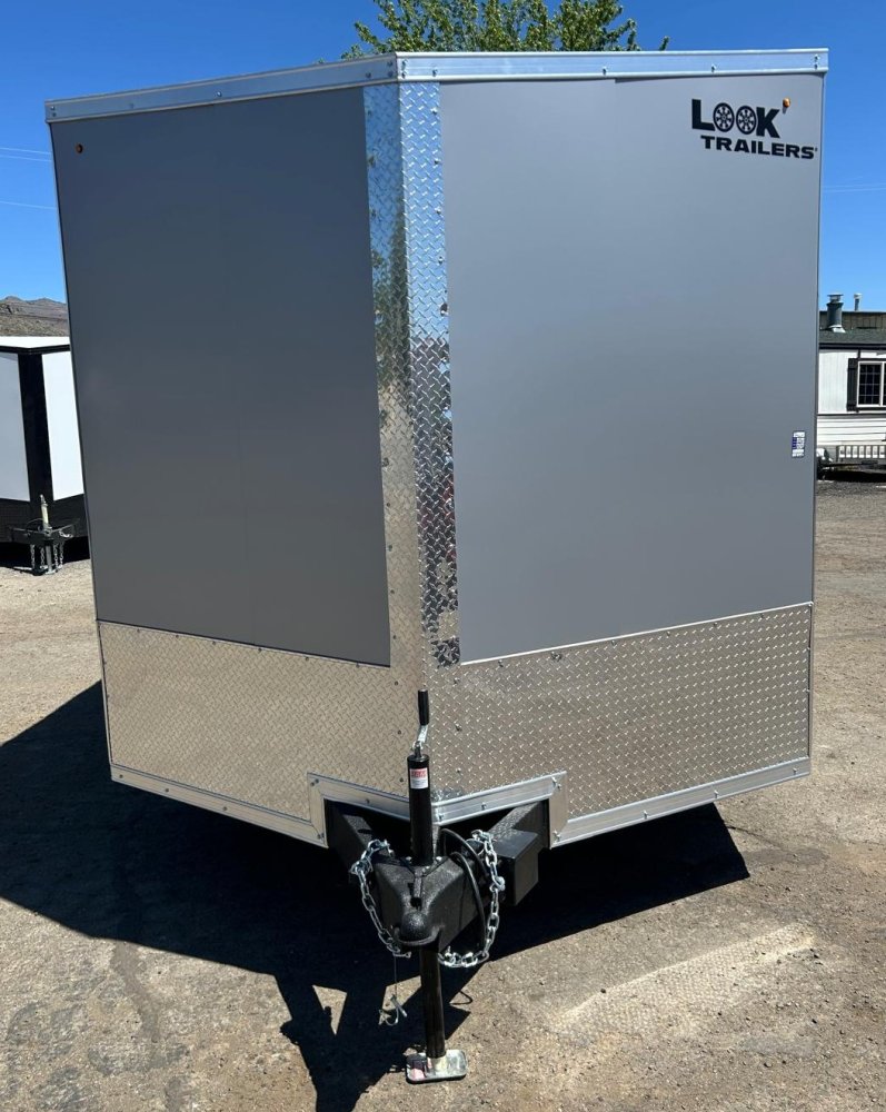 8.5x16 Element SE Flat Top Sloped V-Nose Enclosed Car Hauler - 7K GVWR - Silver/Black | Carson City,