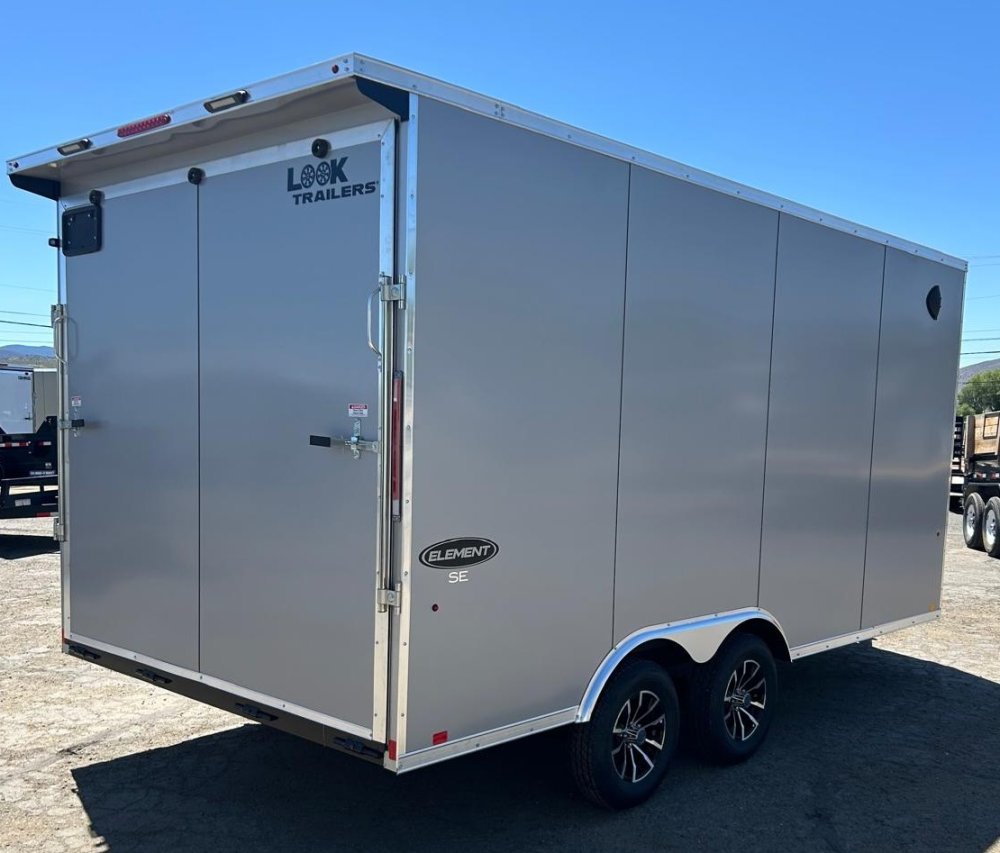 8.5x16 Element SE Flat Top Sloped V-Nose Enclosed Car Hauler - 7K GVWR - Silver/Black | Carson City,