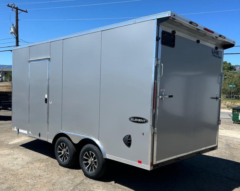 8.5x16 Element SE Flat Top Sloped V-Nose Enclosed Car Hauler - 7K GVWR - Silver/Black | Carson City,