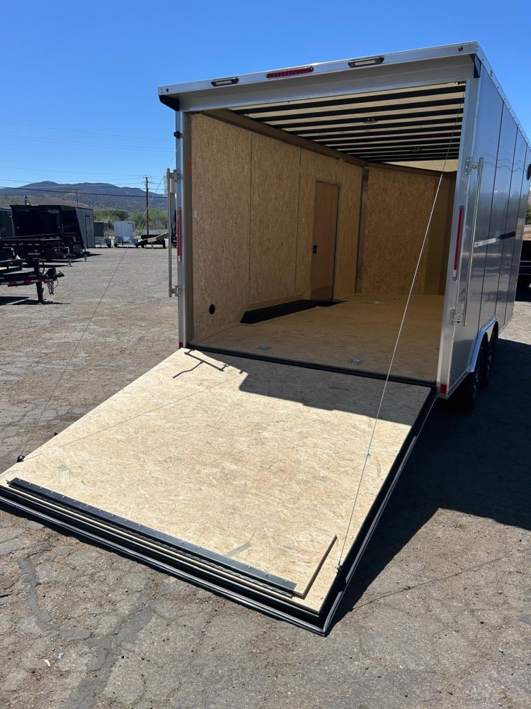 8.5x16 Element SE Flat Top Sloped V-Nose Enclosed Car Hauler - 7K GVWR - Silver/Black | Carson City,