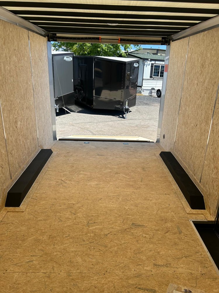 8.5x16 Element SE Flat Top Sloped V-Nose Enclosed Car Hauler - 7K GVWR - Silver/Black | Carson City,