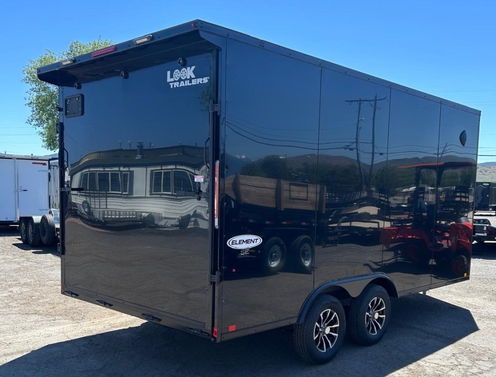 8.5x16 Element SE Flat Top Sloped V-Nose Enclosed Car Hauler - 7K GVWR - Black/Black | Carson City, 