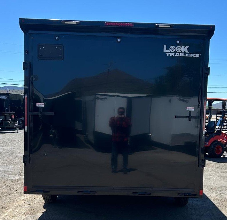 8.5x16 Element SE Flat Top Sloped V-Nose Enclosed Car Hauler - 7K GVWR - Black/Black | Carson City, 