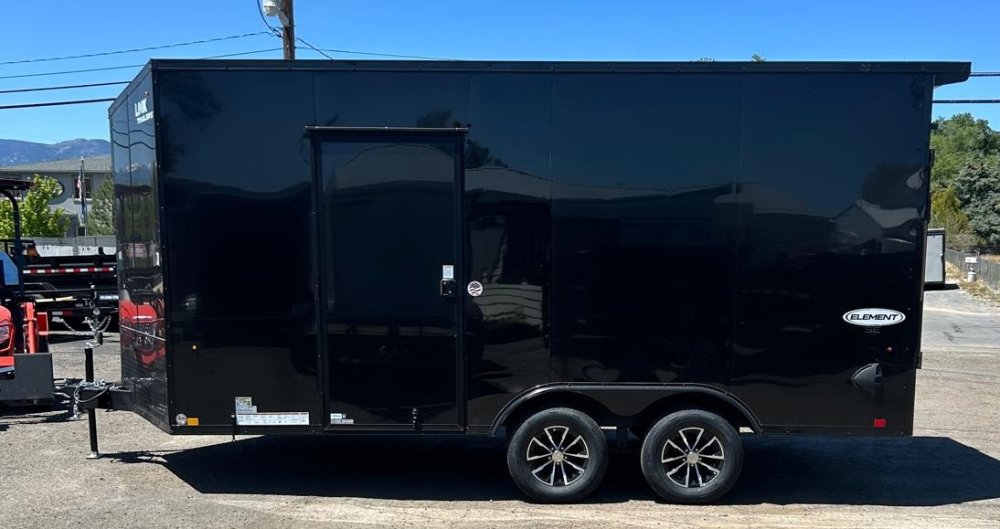 8.5x16 Element SE Flat Top Sloped V-Nose Enclosed Car Hauler - 7K GVWR - Black/Black | Carson City, 