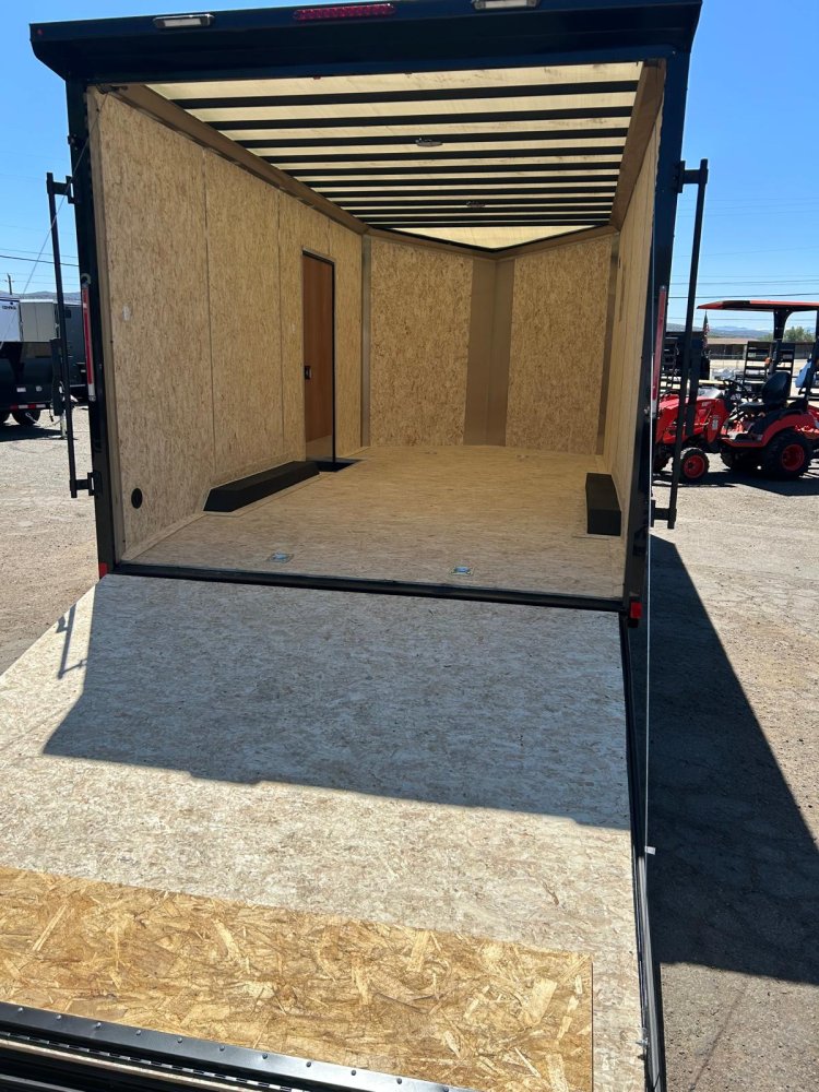 8.5x16 Element SE Flat Top Sloped V-Nose Enclosed Car Hauler - 7K GVWR - Black/Black | Carson City, 