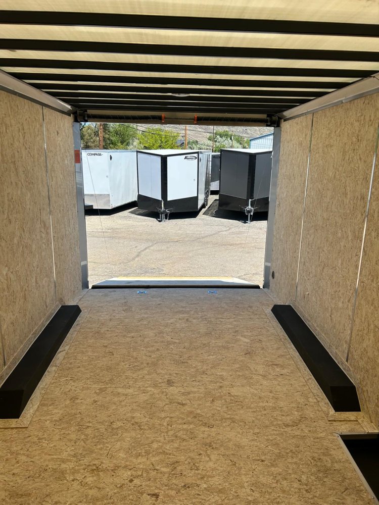 8.5x16 Element SE Flat Top Sloped V-Nose Enclosed Car Hauler - 7K GVWR - Black/Black | Carson City, 
