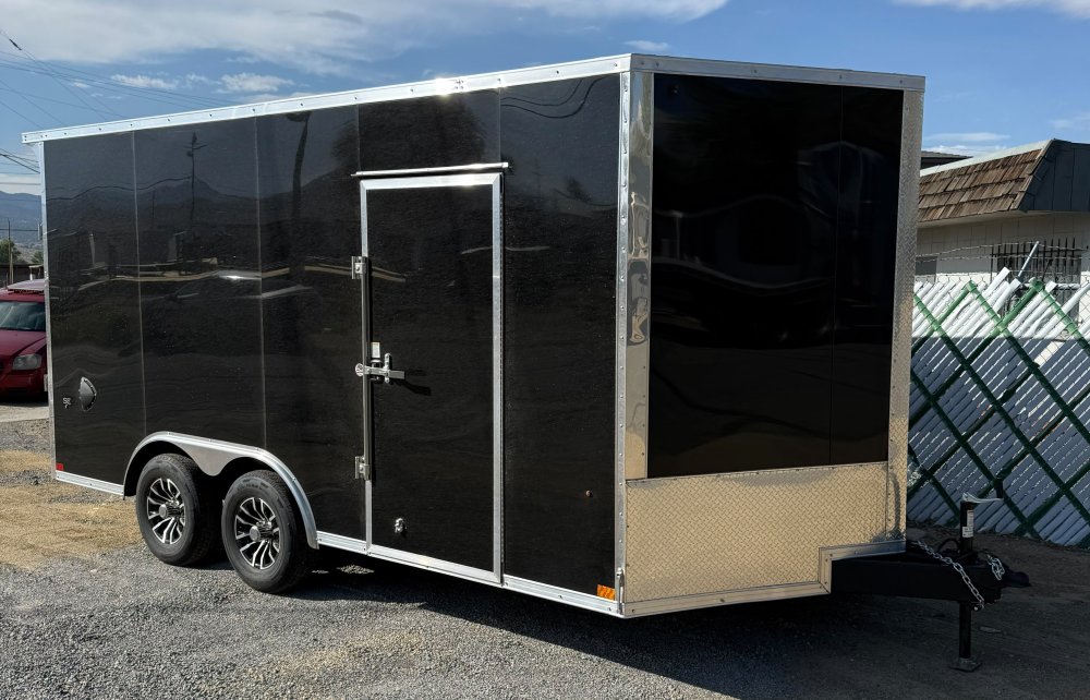 8.5x16 Element SE Enclosed Trailer - Black - Black Aluminum Wheels - LED Loading Lights