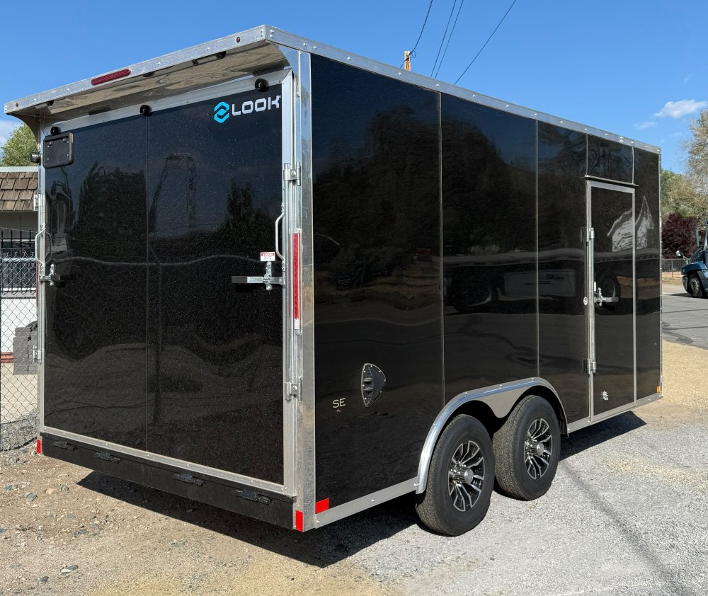 8.5x16 Element SE Enclosed Trailer - Black - Black Aluminum Wheels - LED Loading Lights