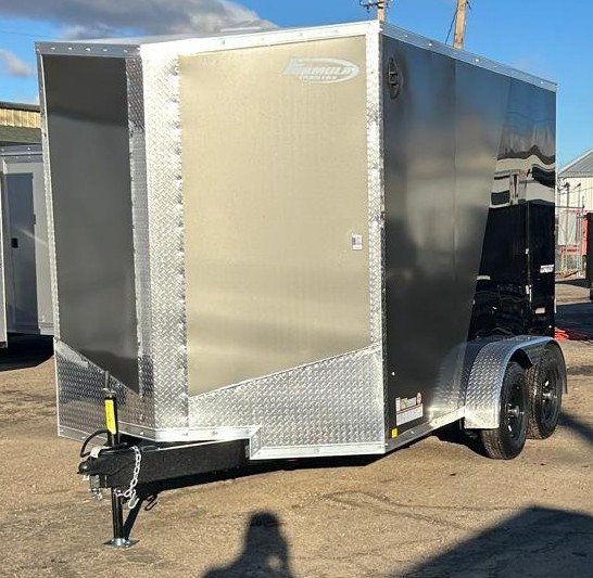 7x12 Conquest SE Flat Top Sloped V-Nose Enclosed Cargo Trailer - Black/Charcoal - 7K GVWR | D1 Trail
