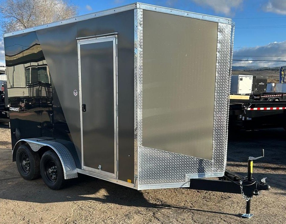 7x12 Conquest SE Flat Top Sloped V-Nose Enclosed Cargo Trailer - Black/Charcoal - 7K GVWR | D1 Trail