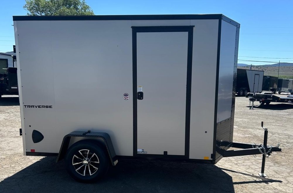 6x10 Traverse Flat Top V-Nose Enclosed Trailer - 3K GVWR - Silver/Black | Carson City, NV