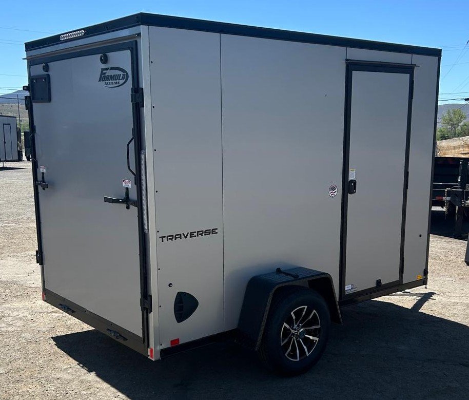6x10 Traverse Flat Top V-Nose Enclosed Trailer - 3K GVWR - Silver/Black | Carson City, NV